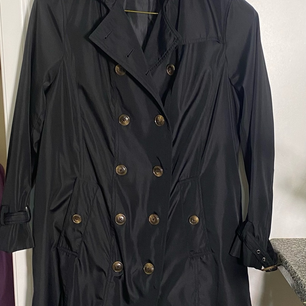 Jessica London Black Double-Breasted Trench Coat